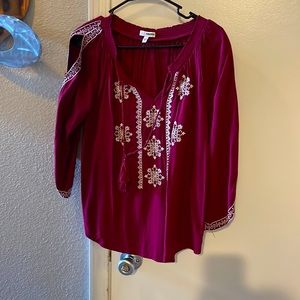 Boho burgundy top size S.